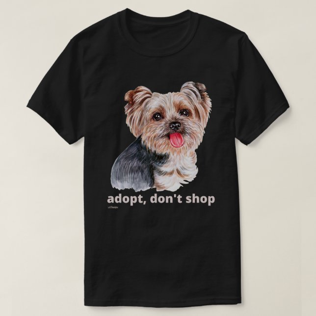 T-shirt ADOPTEZ, N'ACHETEZ PAS (Yorkshire Terrier) chien m (Design devant)