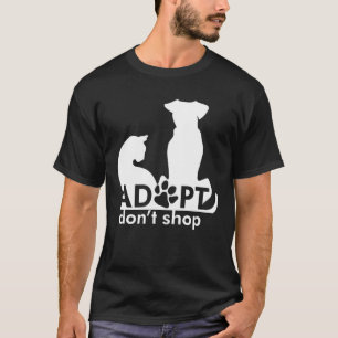 T-shirt Adoptez Ne pas Acheter Chien Chat Blanc
