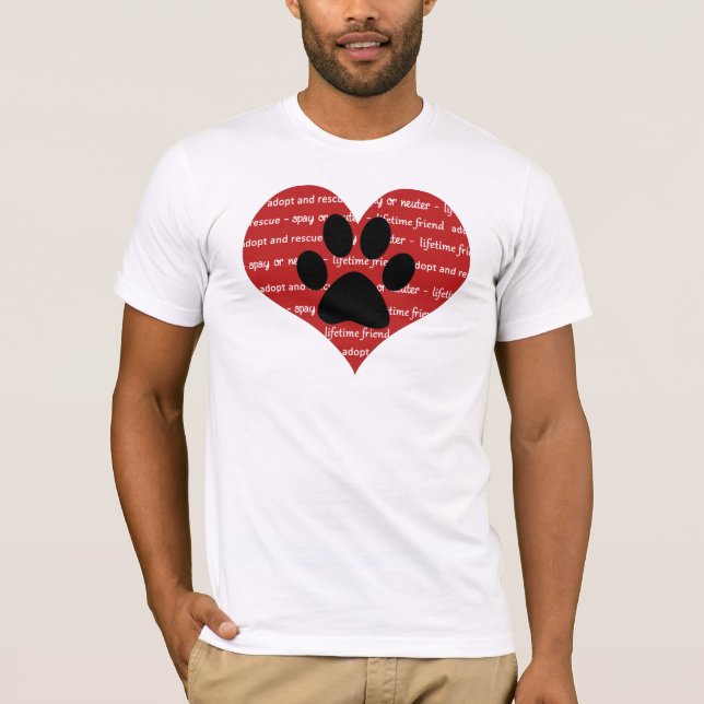 T-shirt Adoption d'animaux de compagnie et secourir coeur  (Devant)