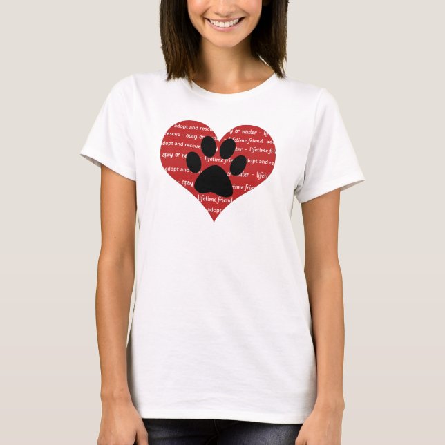 T-shirt Adoption d'animaux de compagnie et secourir coeur  (Devant)