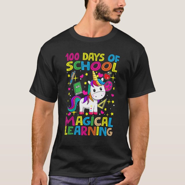 T-shirt Adorable 100 Days of Magical Learning School Unico (Devant)