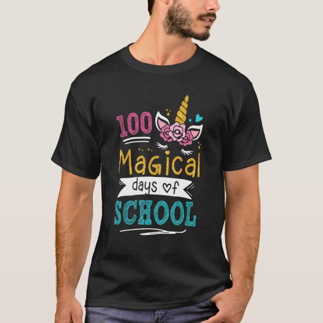 T-shirt Adorable 100 Days of Magical Learning School Unico (Devant)