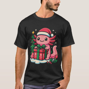 T-shirt Adorable Axolotl portant un chapeau de Père Noël t