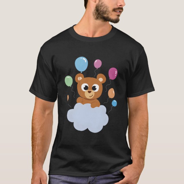 T-shirt Adorable Bear On Cloud For A And Cosy Look (Devant)