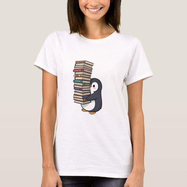 T-shirt Adorable Bookworm Penguin (Devant)