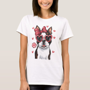 T-shirt Adorable Boston Terrier Profitant De Lollipop Vale
