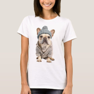 T-shirt Adorable Bouledogue Français en tenue d'hiver tric