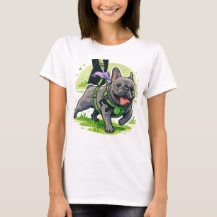 T-shirt Adorable Bouledogue Français promenant dans le par