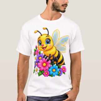 T-shirt Adorable Bourdon & Fleurs Colorées – Abeille Adora