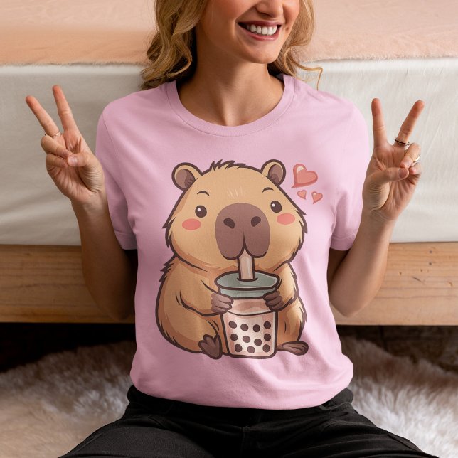 T-shirt Adorable Capybara Bubble Tea Kawaii Anime (Créateur téléchargé)