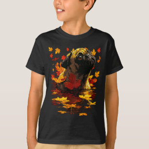 T-shirt Adorable Carlin Avec Feuilles de Forêt Cosy Automn