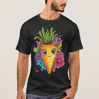 T-shirt Adorable Carrot Surrounded By Colorful Blooms