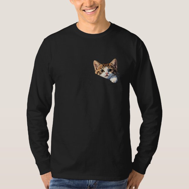 T-shirt Adorable Chat Caché dans la Poche - (Devant)