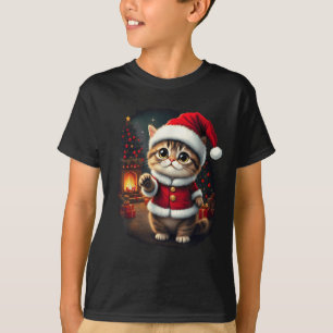 T-shirt Adorable Chat de Noël Santa Claus Beau Kit de Noël