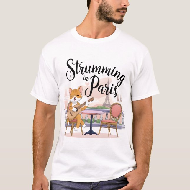T-shirt Adorable Chat Jouer de la guitare sur le Cat Art P (Devant)
