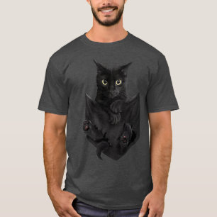 T-shirt Adorable Chat noir Yellow Eyes Kitten Poche 