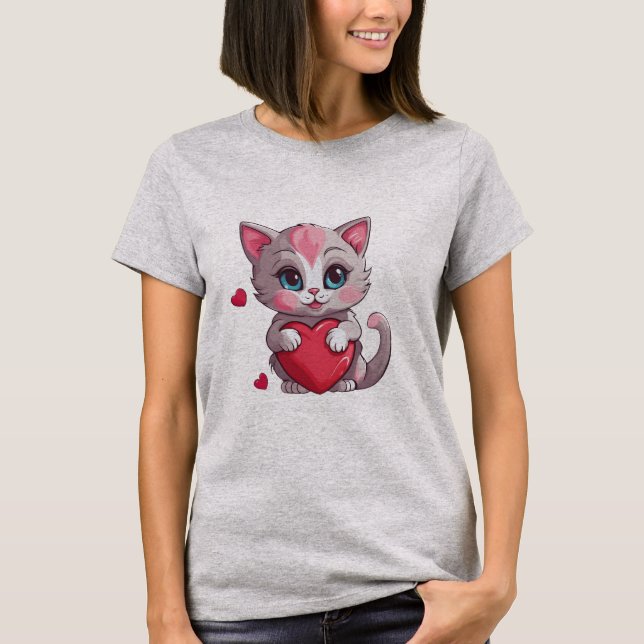 T-shirt Adorable chaton de la Saint-Valentin (Devant)