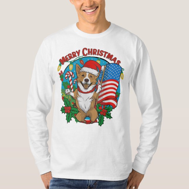T-shirt adorable chien de Noël (Devant)