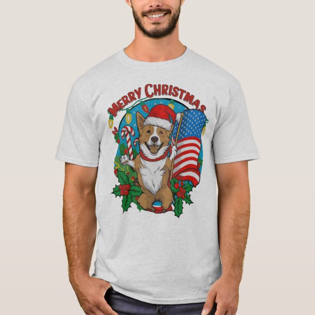 T-shirt adorable chien de Noël (Devant)