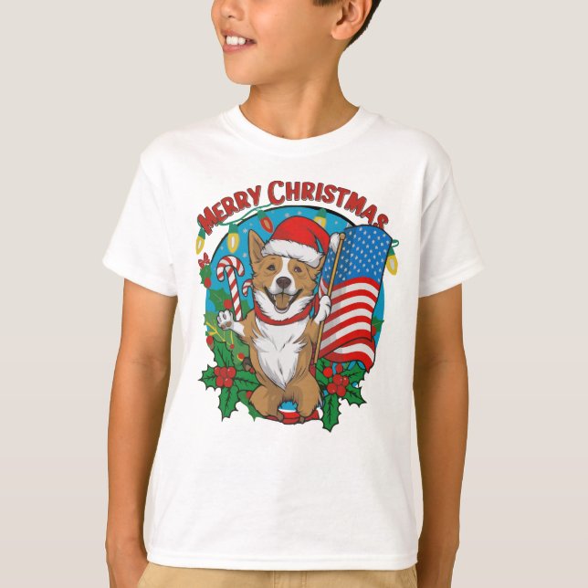 T-shirt adorable chien de Noël (Devant)