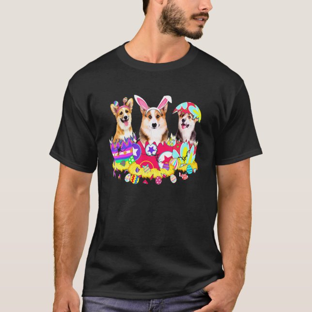 T-shirt Adorable chien de Pâques corgi lapin (Devant)