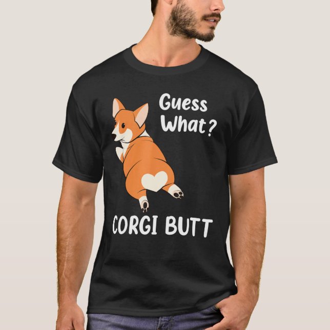 T-shirt Adorable Chien T Devinez Ce Corgi Butt (Devant)