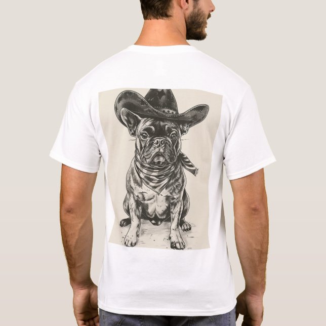 T-shirt Adorable Chien-taureau français avec Encre rétro C (Dos)