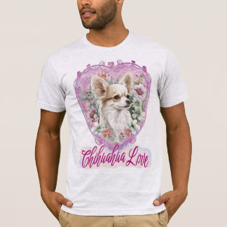 T-shirt Adorable Chihuahua avec le thème rose fleurs