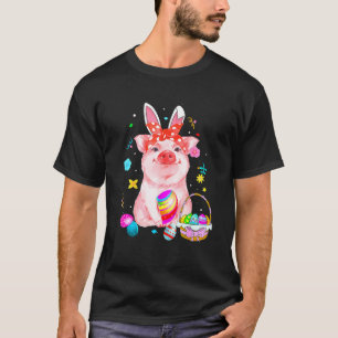 T-shirt Adorable Cochon De Pâques Avec Lapin De Pâques Ore