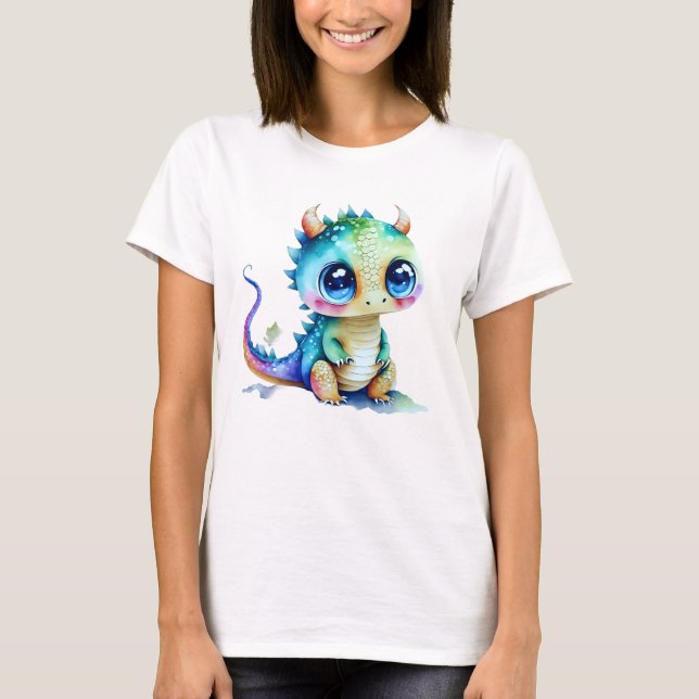 T-shirt Adorable Dragon de Bébé assis sur le sol (Devant)