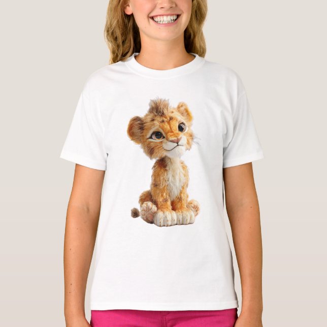 T-shirt Adorable Fluffy Lion Cub Illustration Kids (Devant)