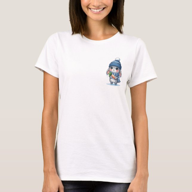 T-shirt Adorable Freezing Bunny with Frozen Carrot (Devant)