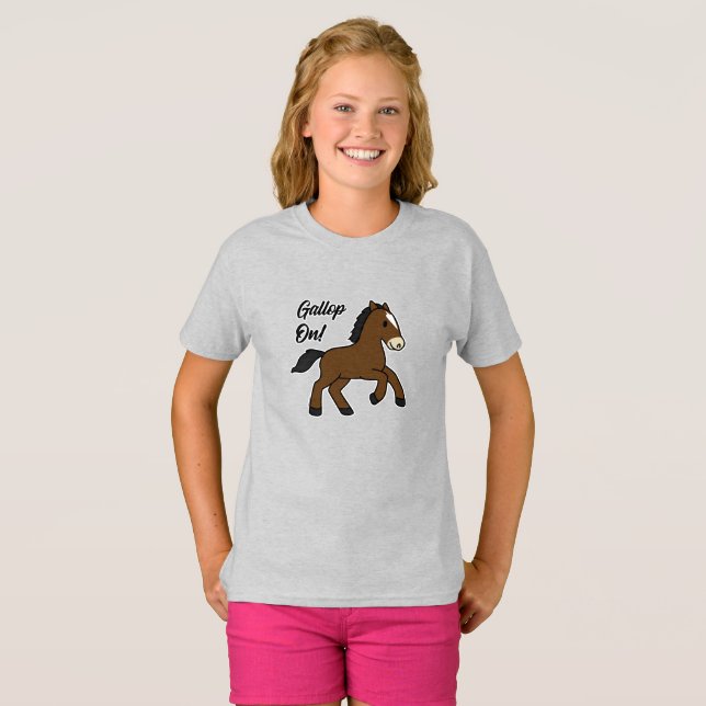 T-shirt Adorable Gallop On! Happy Foal Kawaii Horse Design (Devant entier)