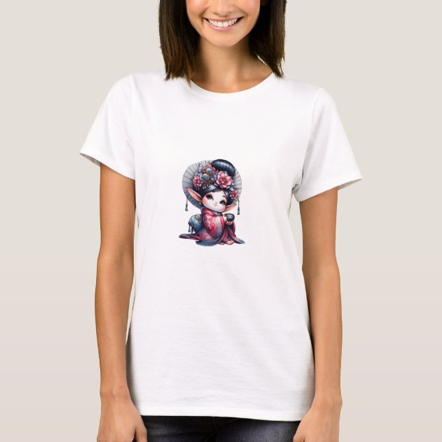 T-shirt Adorable Geisha Gnome Illustration (Devant)