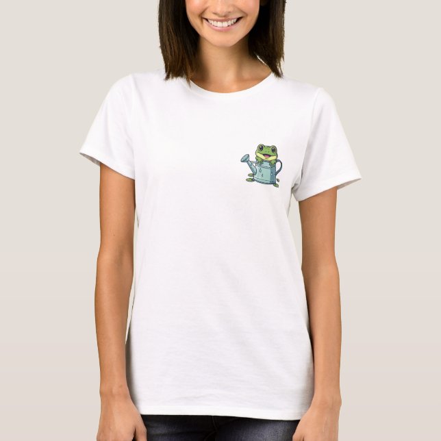 T-shirt Adorable Green Frog Peeking Out (Devant)
