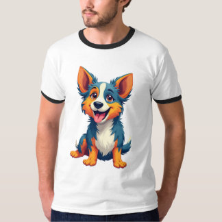T-shirt Adorable Happy Dog Graphic Tee - Jouer Puppy Art