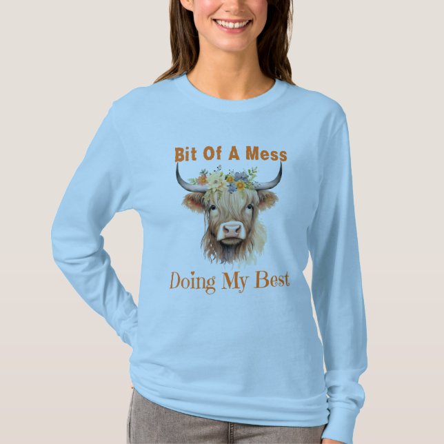 T-shirt Adorable Highland Cow Doing My Best Shirt (Devant)