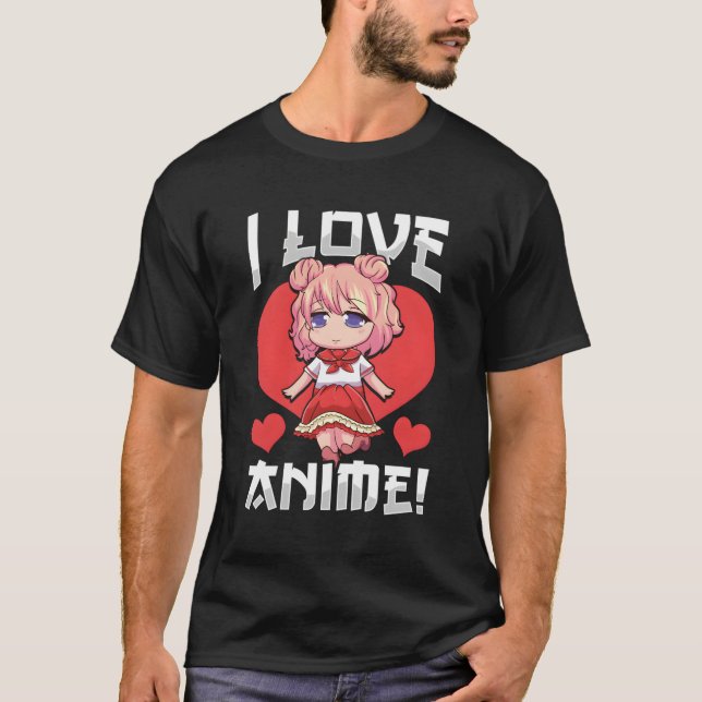 T-shirt Adorable I Love Anime Girl Japonais Kawaii (Devant)