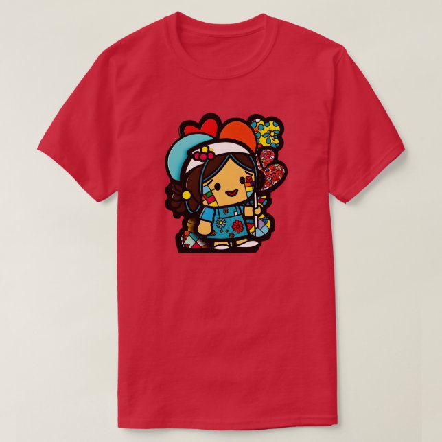 T-shirt Adorable infirmière asiatique toon Parfait cadeau  (Design devant)