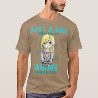 T-shirt Adorable Juste Une Fille T Qui Aime Chats Anime Ra