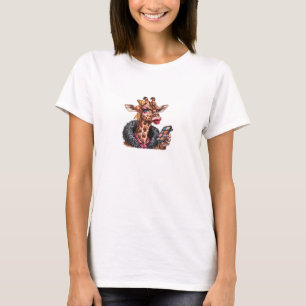 T-shirt Adorable Lady Giraffe Application Maquillage Avec