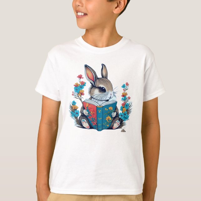 T-shirt Adorable Lapin Rabbit livre de lecture en Garde Fl (Devant)