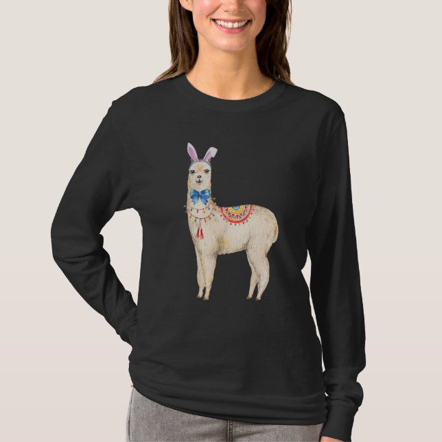 T-shirt Adorable Llama Bunny Ears Llama Bow Cravate Gir (Devant)