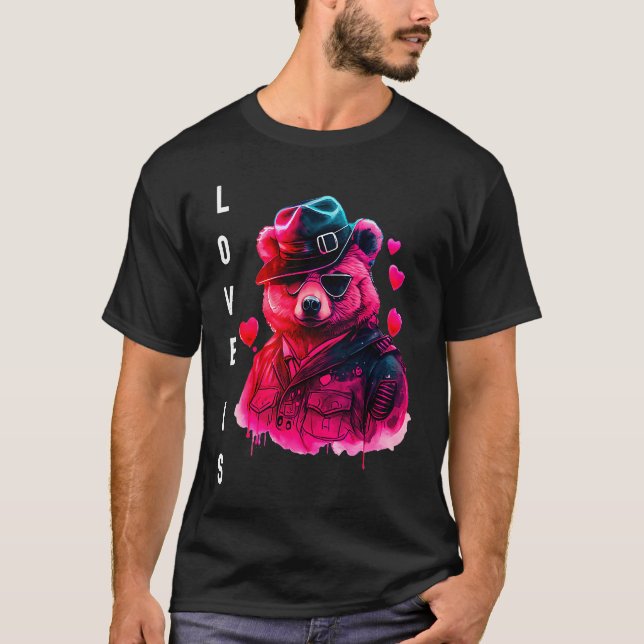 T-shirt Adorable Love is With Heart Animal Valentine's day (Devant)