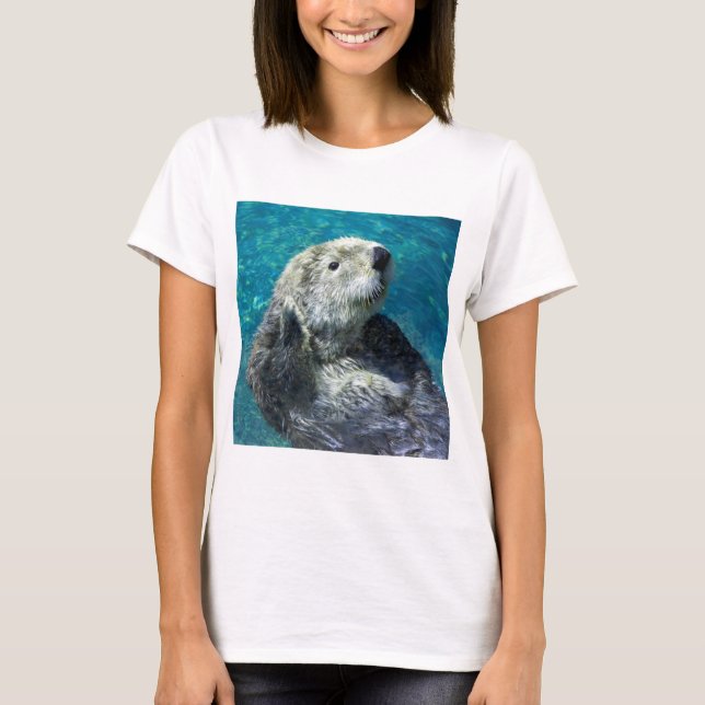 T-shirt Adorable Mer Otter Cute Eau Bleue (Devant)
