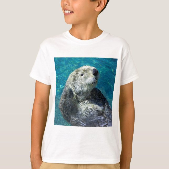 T-shirt Adorable Mer Otter Cute Eau Bleue (Devant)