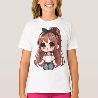 T-shirt Adorable mignonne fille de dessin