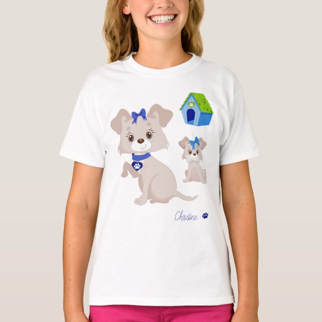 T-shirt Adorable mignonne maman chien avec chiot (Devant)