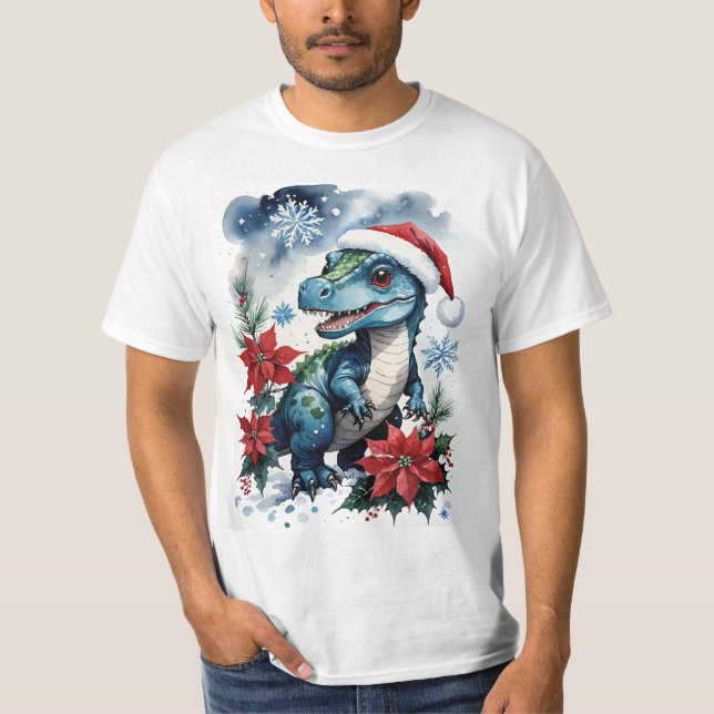 T-shirt Adorable Noël Père Noël T-Rex Père Noël (Devant)