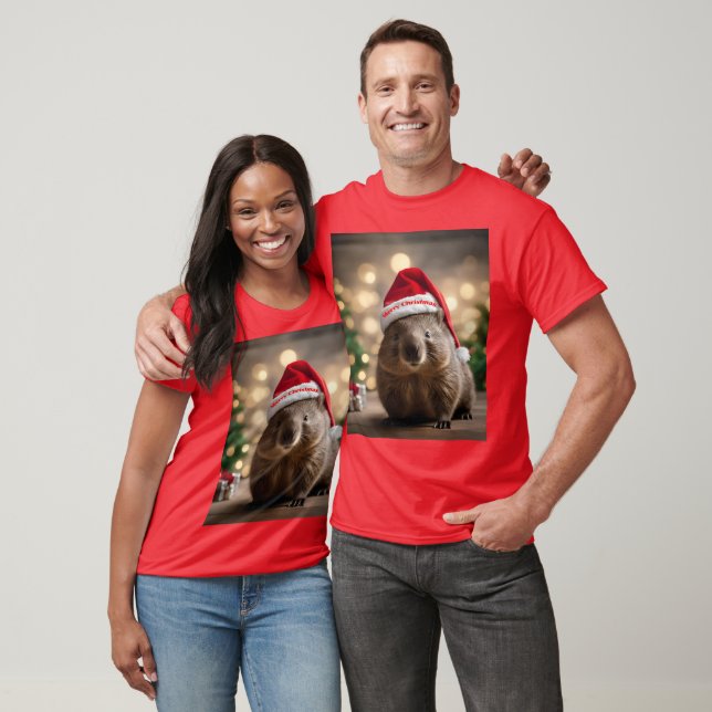 T-shirt adorable Noël Wombat, (Unisexe)